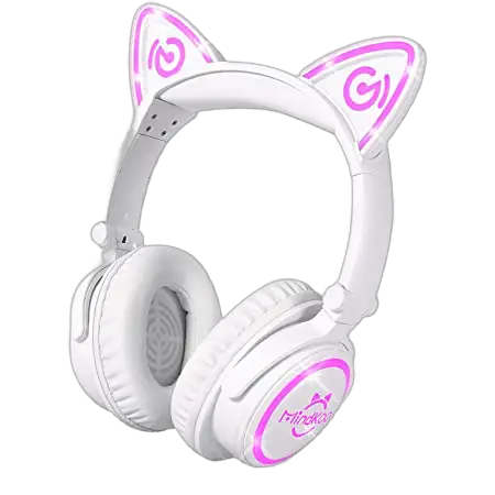 MindKoo Cat Ear 7 Colors LED Light Wireless Headphones with Mic 