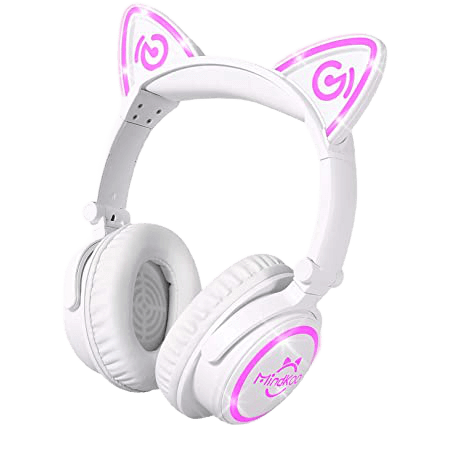 MindKoo Cat Ear 7 Colors LED Light Wireless Headphones with Mic 